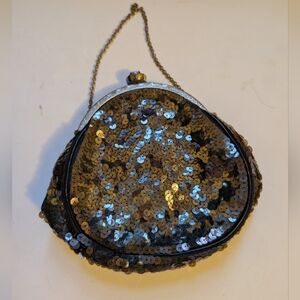 Vintage Sequin Evening Clutch Bag Made In England In VGUC